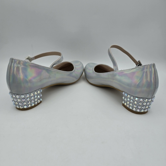 Badgley Mischka Girls Holographic Mary Jane Dress Heels, Siver, Big Grils 4 - Picture 9 of 16